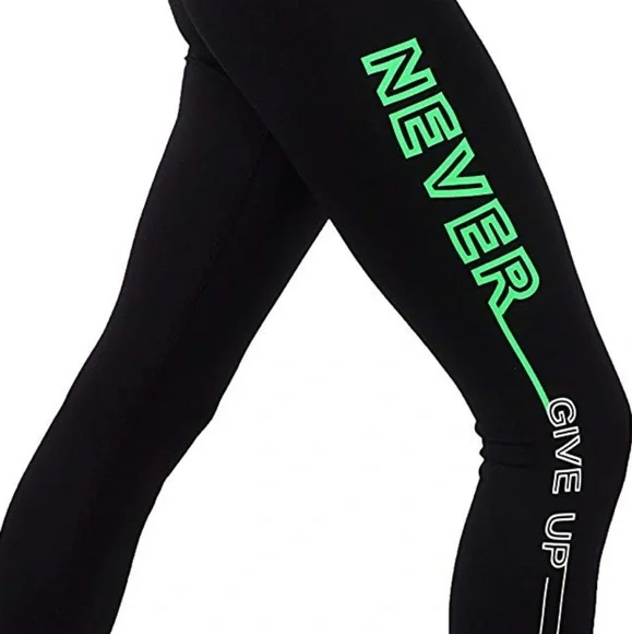 Power Flex Dry-Fit Side Word Printed yoga leggings - Picture 2 of 4